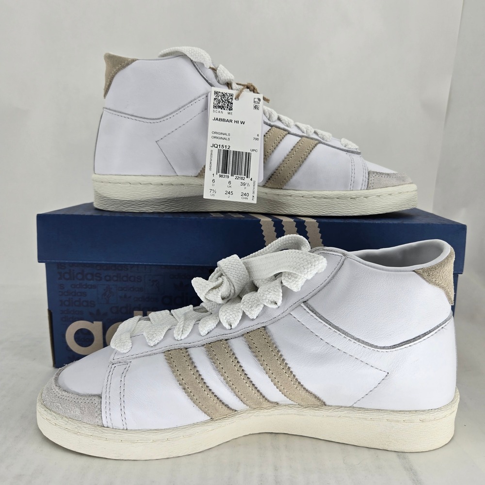Adidas Jabbar Hi W Womens 7.5 White Beige High Top Sneakers JQ1512 New